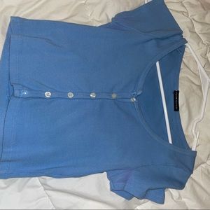 Brandy melville blue cropped button tee